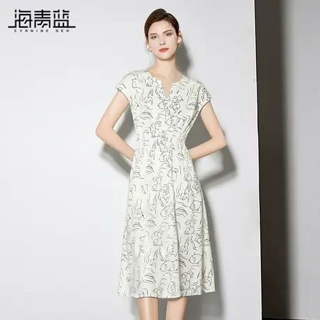 海青蓝 短袖连衣裙2025年新款夏季高级时尚气质女装度假海边裙子图片