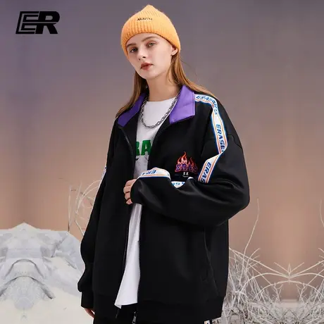 ER火焰串标外套2022秋季情侣运动立领国潮夹克休闲宽松男女同款图片