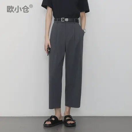 欧小仓奶茶系列通勤九分镰刀裤 哈伦香蕉裤 西装裤梨型友好奶奶裤图片