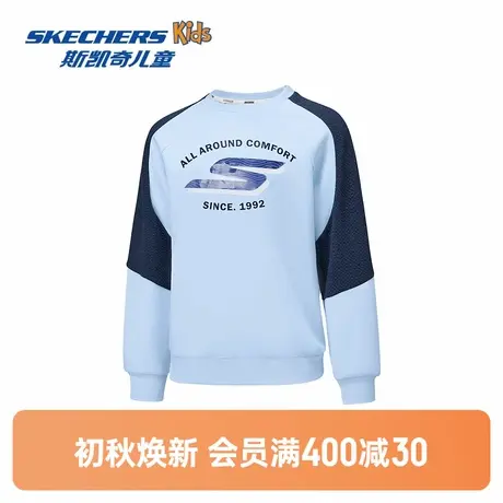 Skechers斯凯奇2025年舒享运动系列男童插肩袖时尚舒适套头卫衣商品大图