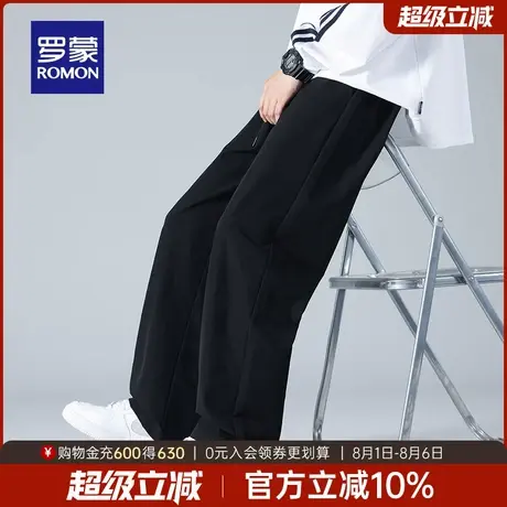 罗蒙男士潮流百搭休闲裤2025秋季新款简约时尚舒适宽松运动直筒裤商品大图