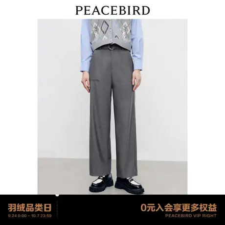 【商场同款】太平鸟女装2023秋季新款百搭贴袋直筒裤A1GBD3404图片