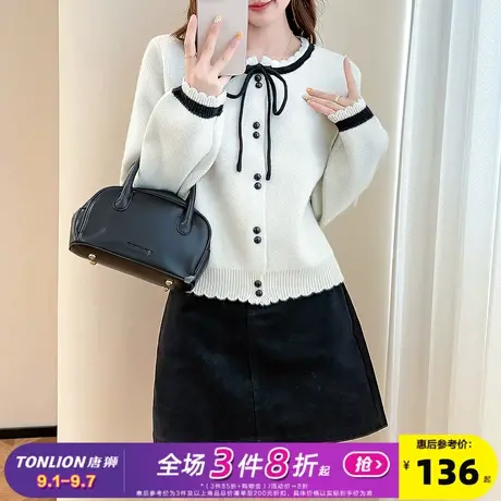 唐狮2025秋冬毛衣女韩系气质优雅系蝴蝶结针织开衫春秋外套高级感商品大图