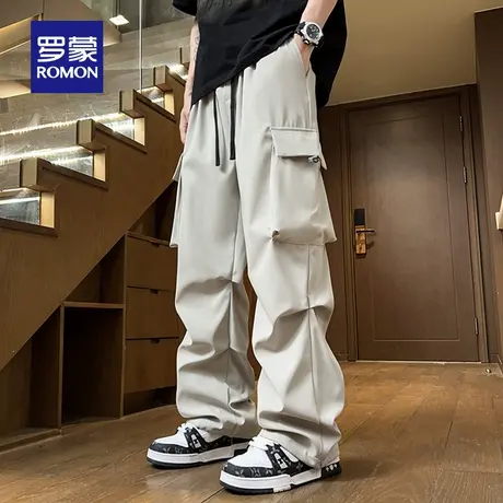 罗蒙男士日常百搭休闲裤2025秋季新款时尚潮流长裤运动阔腿工装裤商品大图