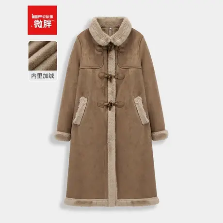 IEF/爱依服【微胖】大码女装2025冬季新款加绒保暖磨砂皮长外套商品大图