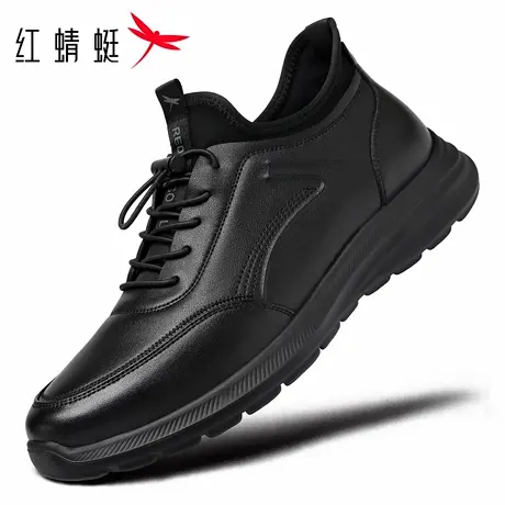 红蜻蜓男鞋冬季新款鞋子男士黑色休闲皮面防水运动皮鞋男真皮品牌商品大图