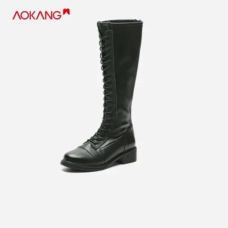 【门店发货】奥康女鞋百搭新款靴子女长筒靴骑士靴厚底休闲时装靴图片