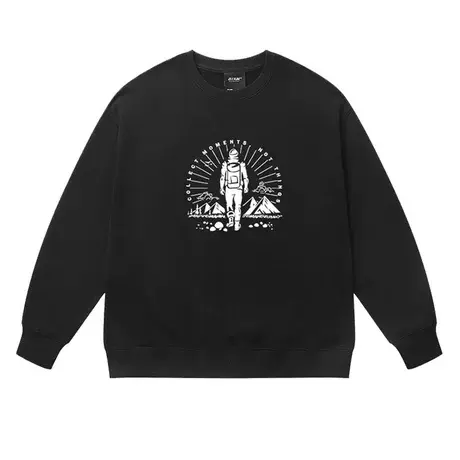 潮牌休闲百搭山系风圆领卫衣纯棉重磅2023新款秋冬男登山宽松上衣商品大图