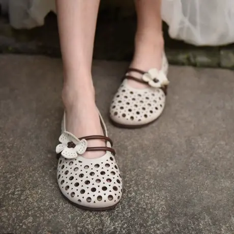 Artmu阿木森系花朵镂空单鞋女平底豆豆鞋软底包头凉鞋2023新款商品大图