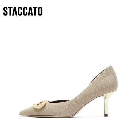 思加图新款法式单鞋细跟高跟鞋女婚鞋凉鞋单鞋子ED307AQ2图片