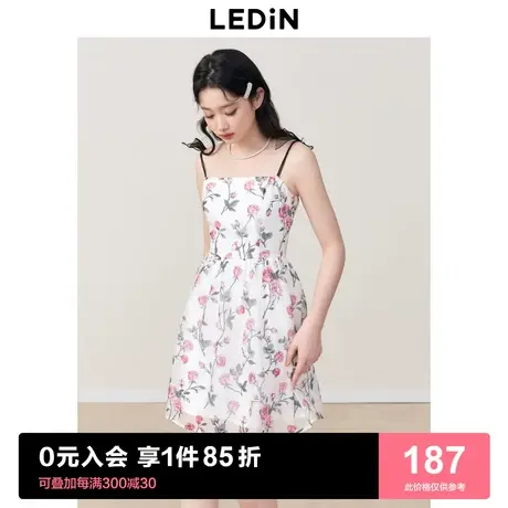 乐町蝴蝶结吊带连衣裙2023年春季新款设计感甜美碎花裙子商品大图