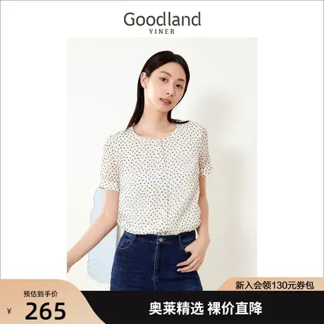 音儿美地女装2022夏季新款小众上衣别致漂亮波点雪纺衬衫商品大图