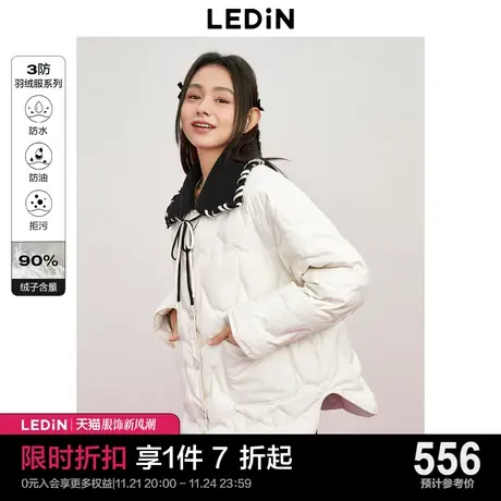 乐町星星羽绒衬衫女2023年秋冬新款针织拼接翻领少女朋克羽绒外套商品大图
