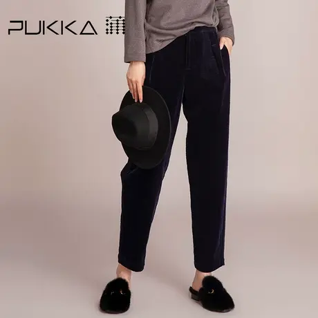 蒲PUKKA 商场同款女装棉质萝卜裤宽松显瘦设计感灯芯绒哈伦长裤商品大图