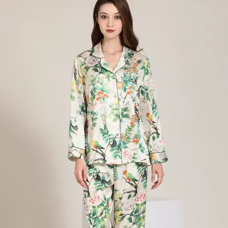 2024年新款真丝睡衣女春夏薄款长袖高级感丝绸家居服冰丝大码套装商品大图