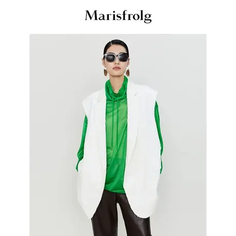 【商场同款】玛丝菲尔衬衫春季新款绿色半高领运动风宽松长袖衬衣商品大图