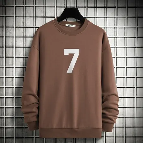 2024秋季新款卫衣男生套头无帽上衣宽松潮流百搭加绒加厚长袖t恤商品大图