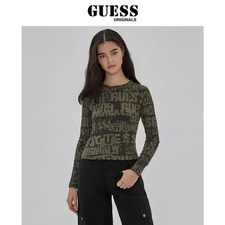 【38上新季】GUESS Originals  女士潮流满印长袖短款卫衣图片