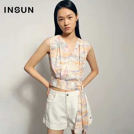 恩裳潮流无袖飘带雪纺衫图片