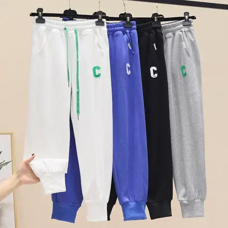 2023春季新款C字母休闲运动裤女韩版高腰宽松百搭哈伦束脚裤子潮商品大图