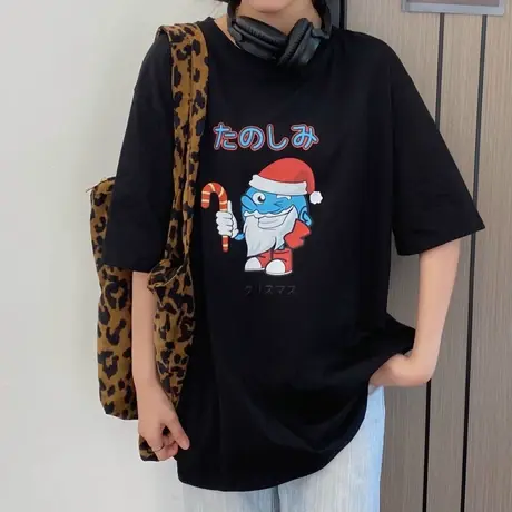 美式复古chic港味短袖t恤女夏季纯棉宽松韩版洋气半袖上衣服ins潮商品大图