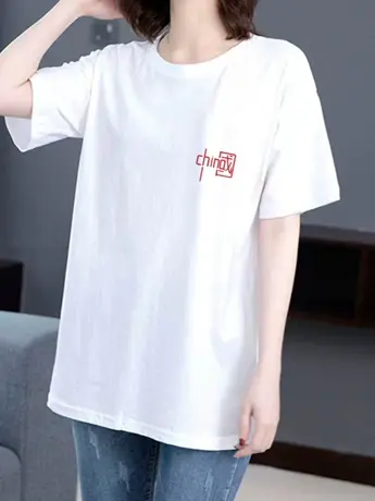 清仓捡漏短袖T恤女妈妈装半袖体恤chic设计感小众宽松上衣X商品大图