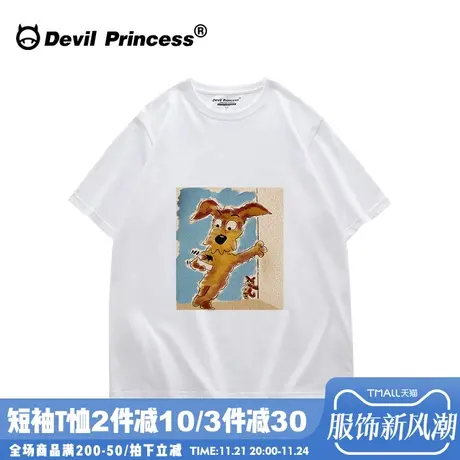 古着感港风超火街头潮牌白色短袖t恤女宽松大版夏季正肩半袖上衣图片