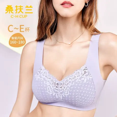 桑扶兰蕾丝无钢圈内衣女背心无痕美背透气薄款文胸大胸显小胸罩图片