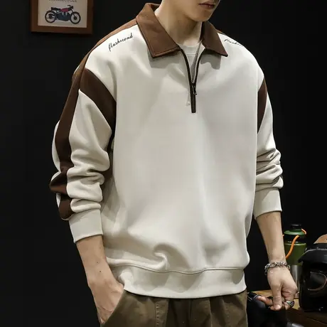 潮牌卫衣男春秋款男款重磅翻领拉链衣服春季2024新款长袖大码美式商品大图