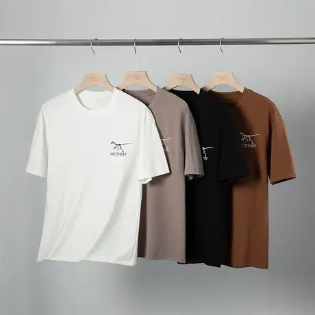 2023新款男士白色短袖T恤夏季冰丝户外纯色衣体恤衫时尚修身半袖商品大图