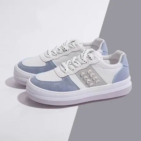 麦穗大头小白鞋女2022秋季新款时尚休闲日系薄款面包鞋厚底板鞋商品大图