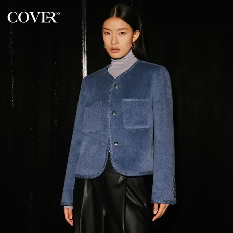 【昕怡粉丝专享】恩裳COVER冬季箱型羊驼毛羊毛小香风外套商品大图