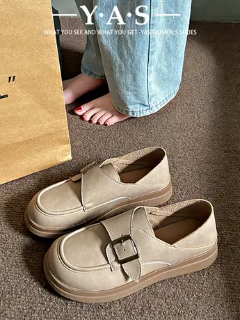 圆头软底小皮鞋女2024春季新款百搭复古英伦风平底休闲配裙子单鞋商品大图