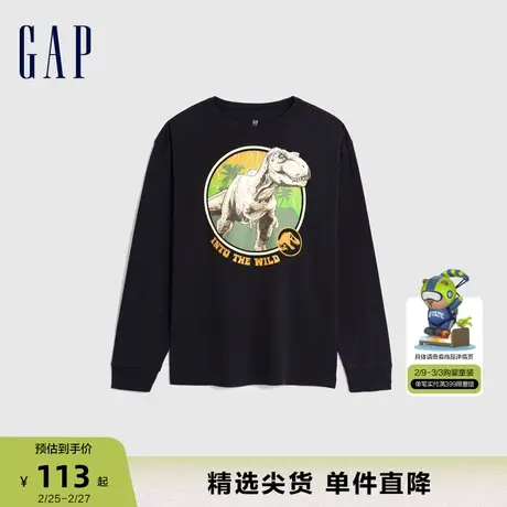 【侏罗纪世界联名】Gap男童春秋微弹长袖T恤儿童装洋气上衣786321商品大图
