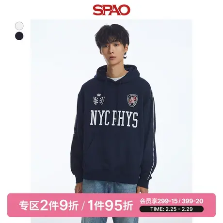 SPAO韩国同款春季新品男女休闲套头连帽情侣款卫衣SPMHD49C91图片