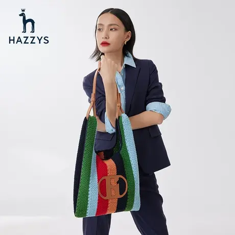 Hazzys哈吉斯大容量潮流撞色女士单肩包设计小众包包新款女包商品大图