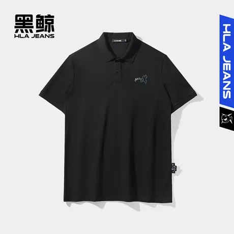 黑鲸休闲翻领短袖polo衫男2023年夏季新品套头衫男简约基础纯色图片
