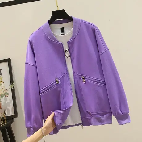 外套女ins潮春秋2021款时尚韩版百搭宽松长袖上衣短款休闲棒球服商品大图