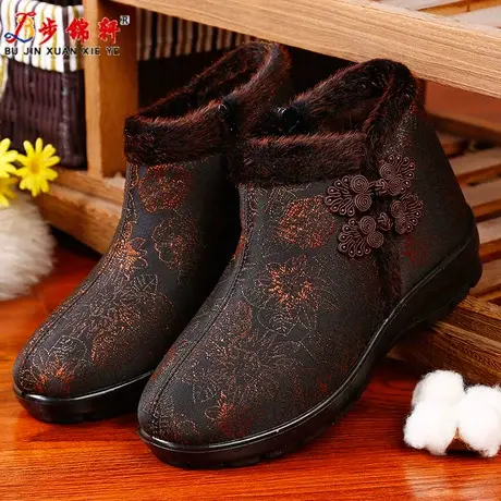 老北京布鞋女款棉鞋加厚加绒保暖加绒防滑中老年妈妈鞋高帮棉靴子商品大图