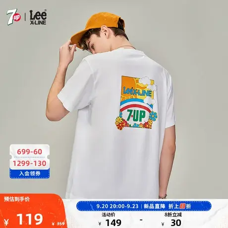 【7up联名】Lee23新品七喜舒适复古印花圆领多色男短袖T恤潮图片