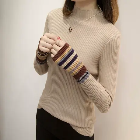2020新款半高领毛衣女长袖打底衫秋冬韩版内搭套头加厚修身针织衫图片