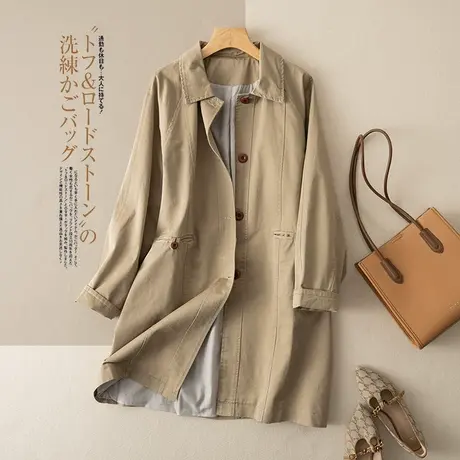 享永子西装领中长款风衣外套女通勤气质百搭休闲上衣2023秋季新款商品大图