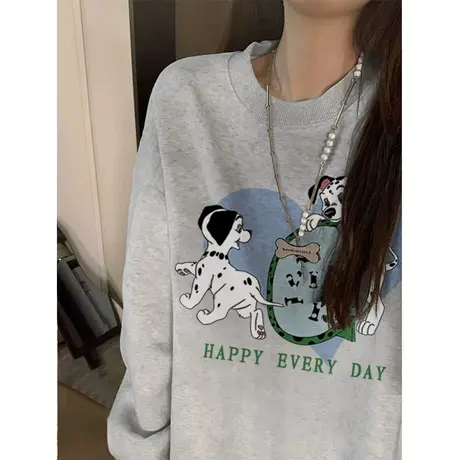 灰色卫衣女2023新款爆款学生美式慵懒风秋装宽松套头长袖上衣外套商品大图