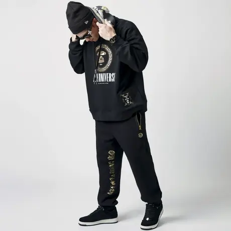 Aape旗舰店男装秋冬印花迷彩拉链口袋加绒厚款宽松版长裤6937XXJ商品大图