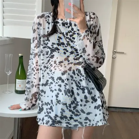 网纱防晒衣罩衫长袖t恤女夏季薄款时尚宽松韩版设计感上衣服ins潮商品大图