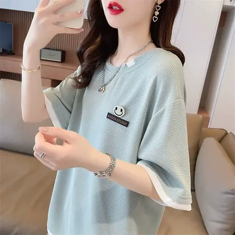 短袖t恤女2023新款夏季韩版宽松大码小众设计感百搭假两件上衣服商品大图