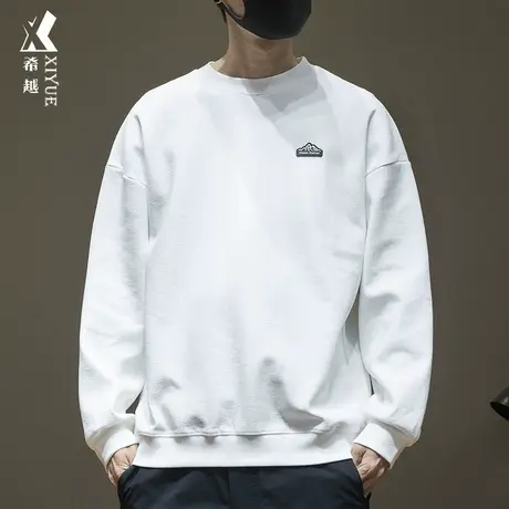 希越圆领山系小标设计卫衣男秋季宽松大码370g重磅休闲内搭打底衫图片