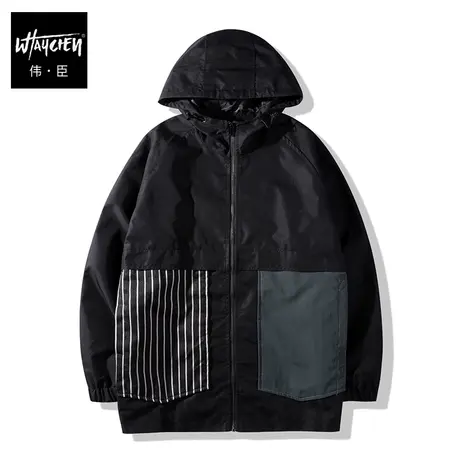 伟臣春秋新款大码男士夹克胖子加肥加大连帽外套潮胖宽松秋装茄克商品大图