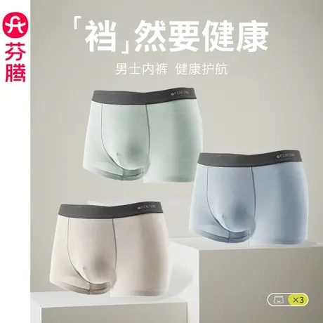 芬腾男士内裤纯棉夏季透气平角裤青年男四角裤运动大码短裤头裤衩图片