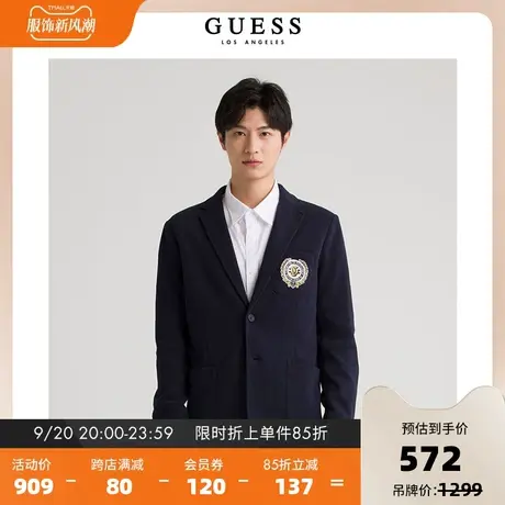 GUESS 秋季大学生宽松纯色修身学院风便服西装外套-M3RN24WF4A0商品大图